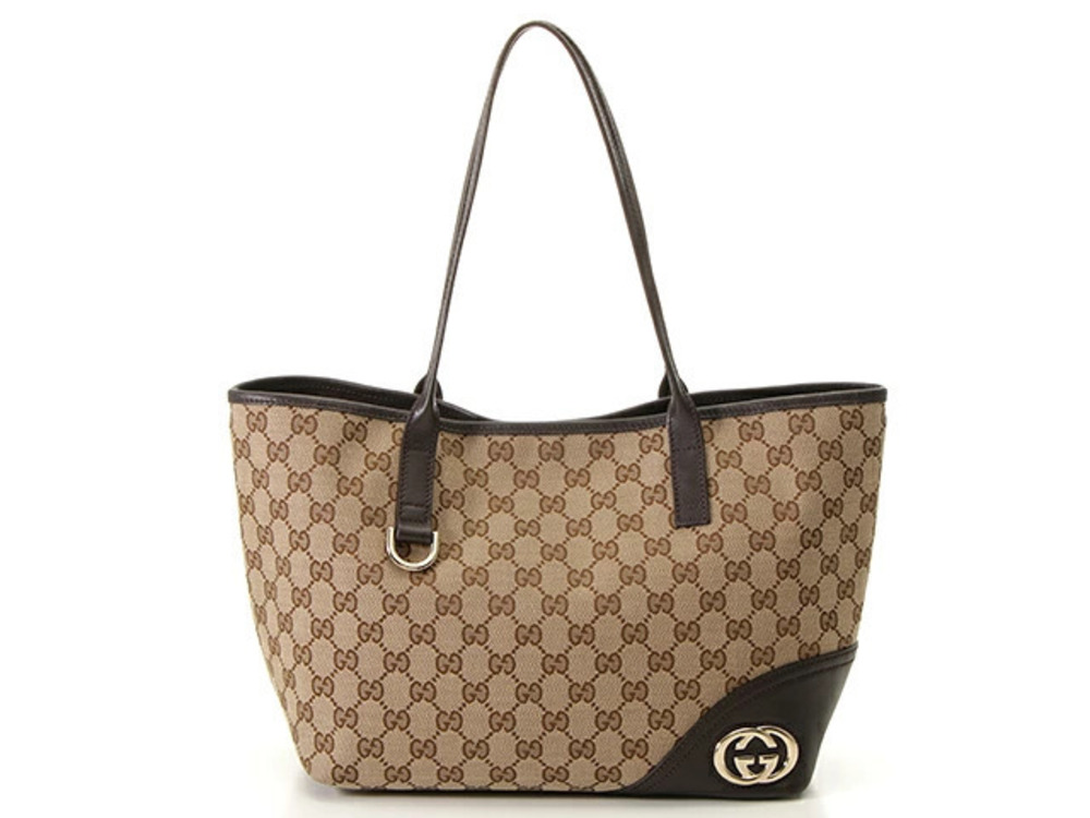 Gucci Sukey GG Tote Bag Beige Cream Dark Brown